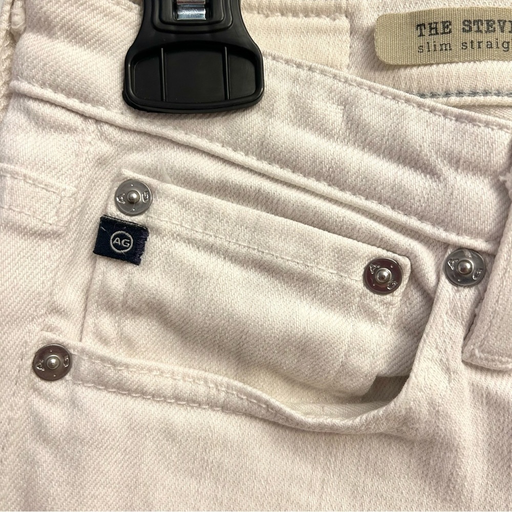 Ag Adriano Goldschmied Women’s White Straight Leg Jeans The Stevie Size 28R - Picture 4 of 12